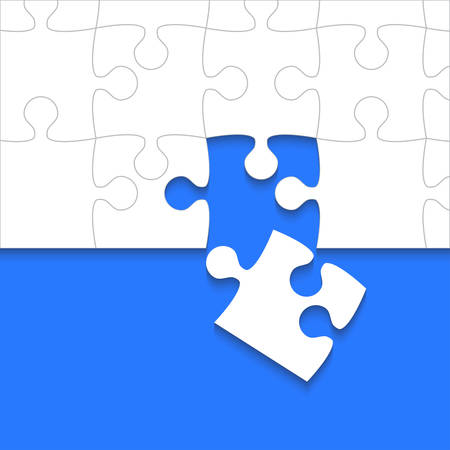 Some White Puzzles Pieces Blue - Vector Jigsawのイラスト素材