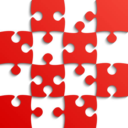 Red Puzzle Pieces - JigSaw - Vector Illustration. Jigsaw Puzzle. Vector Background. Field for Chess.のイラスト素材