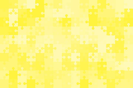 150 Yellow Puzzles Pieces Arranged in a Rectangle - Vector Illustration. Jigsaw Puzzle Blank Template. Vector Background.のイラスト素材
