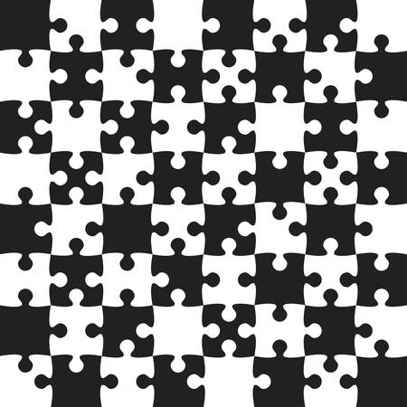 A black jigsaw puzzle pieces seamless pattern.のイラスト素材