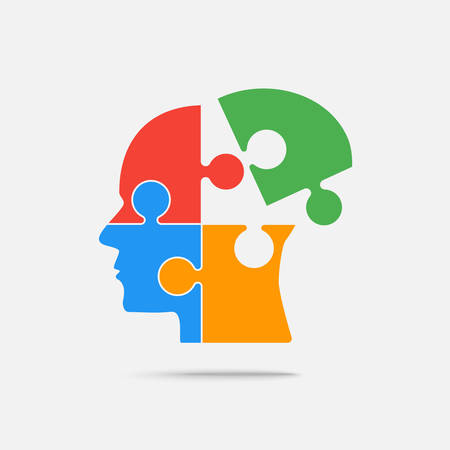 Multi Color Puzzle Piece Head - Vector Jigsawのイラスト素材