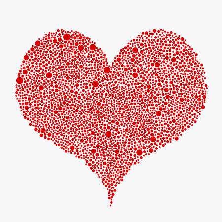 Red Bubbles Circle Heart Banner. Love.のイラスト素材