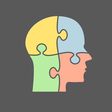 Colour Puzzle Piece Head Vector Jigsaw.のイラスト素材