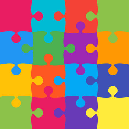 16 Colorful Background Puzzle. Jigsaw Banner.のイラスト素材