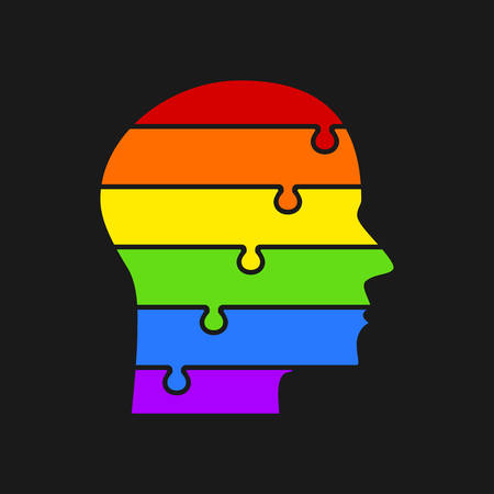 Infographics LGBT Silhouette Head Puzzle symbol.のイラスト素材