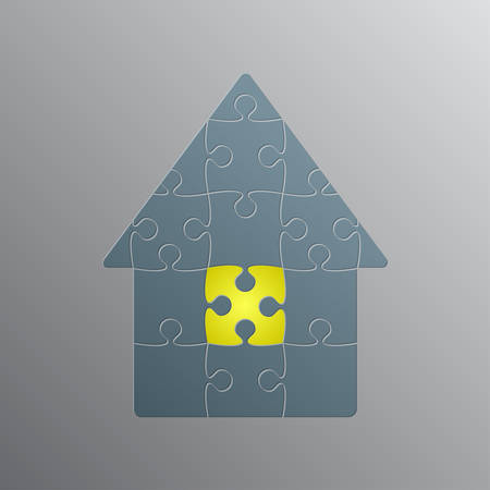 House Puzzle 4 Pieces. Jigsaw Renting, Leasing.のイラスト素材