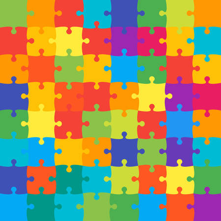 64 Colorful Background Puzzle. Jigsaw Banner.のイラスト素材