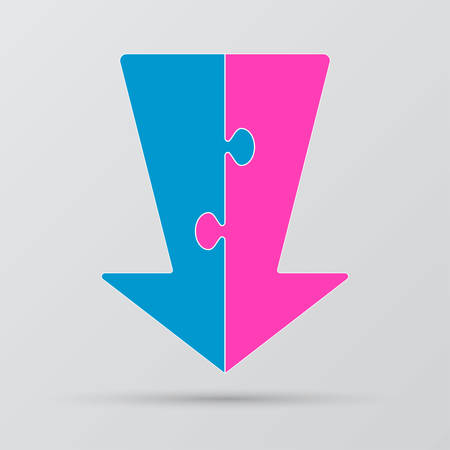 Two Piece Puzzle Arrow Down. Arrow Puzzle.のイラスト素材