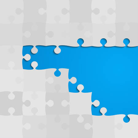 Blue Background Puzzle. Jigsaw Banner. Puzzle.のイラスト素材