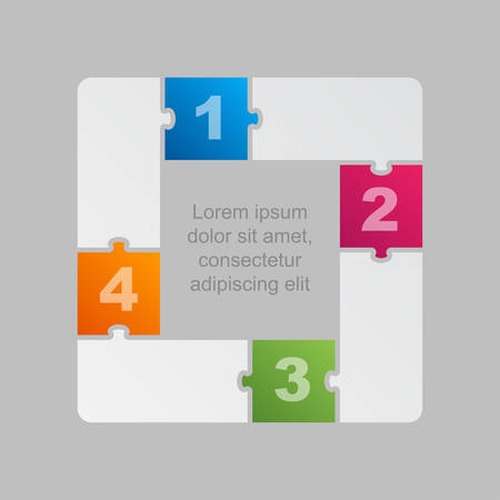 Four Green Pieces Puzzle Infographic. 4 Steps.のイラスト素材