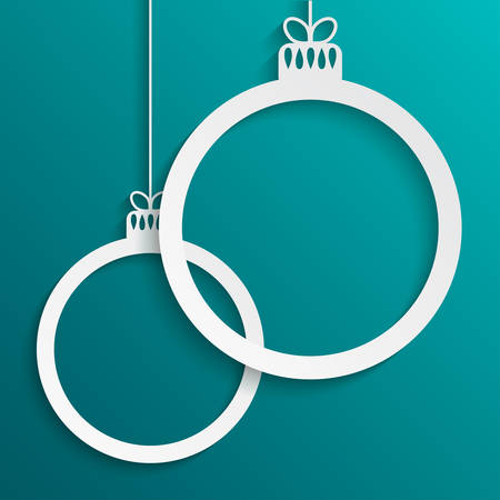 Two White Frame Circles Christmas Tree Toy.のイラスト素材