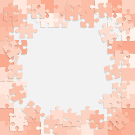 Red Background Puzzle. Banner Presentation Frame. Jigsaw Puzzle Banner. Vector Illustration Template Shape. Abstract Square Puzzle Background Frame. Puzzle Game, Mosaic, Mosaic Tiles.のイラスト素材