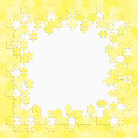Light Yellow Background Puzzle. Banner Presentation Frame. Jigsaw Puzzle Banner. Vector Illustration Template Shape. Abstract Square Puzzle Background Frame. Puzzle Game, Mosaic, Mosaic Tiles.のイラスト素材