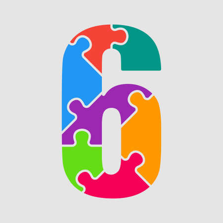 Vector Puzzle Jigsaw Figure or Number Six.の写真素材