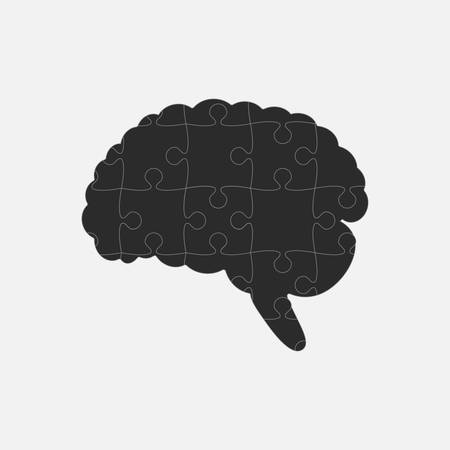 Puzzle Pieces Silhouette Brain Jigsaw Puzzle Brainのイラスト素材