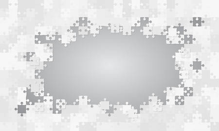 Grey Background Puzzle. Jigsaw Banner. Vector Illustration Template Shape. Abstract Puzzle Background. Puzzle Game, Mosaic, Spread Out Mosaic Puzzle Tiles Background. Puzzles Pieces.のイラスト素材