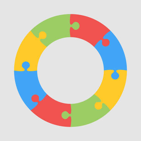 Eight Pieces Puzzle Circle of Infographic Jigsaw.の写真素材