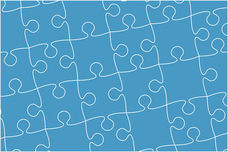 Light Blue Pieces Background Puzzle. Jigsaw Banner. Vector Illustration Template. Puzzle Game, Mosaic Tiles. Puzzles Pieces Children Background. Children Puzzle.のイラスト素材