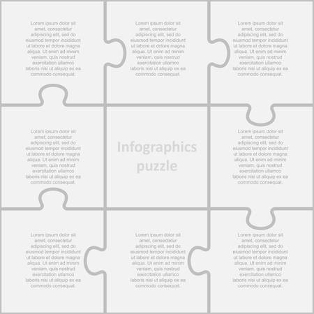 Puzzle Eight Pieces Steps for Business Presentation. Square Infographics. 8 Steps Process Diagram Card. Section Compare Service Banner or Background. Infographics Puzzle Pieces.のイラスト素材