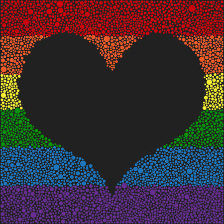 Holiday lgbt dots, bubbles love background card poster, banner, backdrop. Element heart for design love, romance, dating, relationship. Flag lgbt for celebration. Heart peace pride gay. Pride frame.のイラスト素材