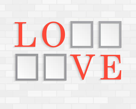 Templates collage four frames, photos, parts, pictures. Four vector photos for your love, family, friendship, relationship. Posters mockup on the wall. Collages frame celebration wedding concept.のイラスト素材