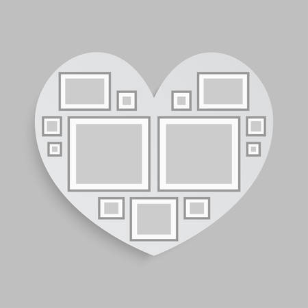 Templates collage thirteen frames, photos, parts, pictures. thirteen vector photos for your love, family, friendship, relationship. Posters mockup on the wall. Collages frame celebration wedding concept.のイラスト素材
