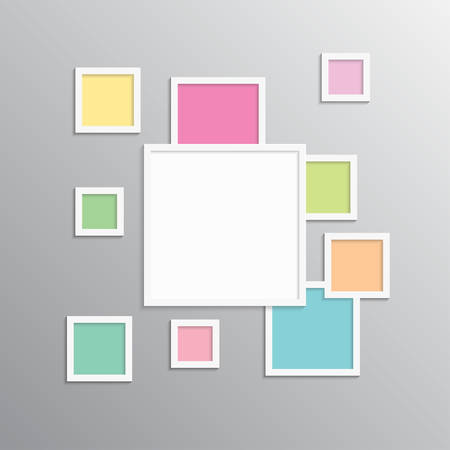 Templates collage one frame photo part, picture or illustration. Vector frames. Board and branding Presentation. Creative theme. Moodboard. One photos. Poster frame mockup. Collage concept.のイラスト素材