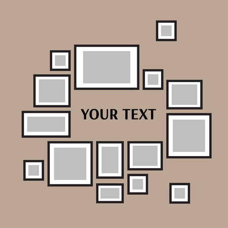Templates collage fifteen frames photos parts, picture or illustration. Vector frames. Board and branding Presentation. Creative theme. Moodboard. 15 photos. Poster frame mockup. Collage concept.のイラスト素材