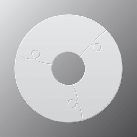 Three pieces puzzle circles diagram. Circles business presentation infographic. 3 steps, parts, items of process diagram. Section compare banner. Jigsaw puzzle info graphic. Marketing strategy.のイラスト素材