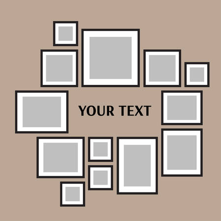 Templates collage thirteen frames photos parts, picture or illustration. Vector frames. Board and branding Presentation. Creative theme. Moodboard. 13 photos. Poster frame mockup. Collage concept.のイラスト素材