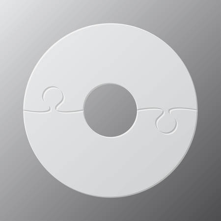 Two pieces puzzle circles diagram. Circles business presentation infographic. 2 steps, parts, pieces of process diagram. Section compare banner. Jigsaw puzzle info graphic. Marketing strategy.のイラスト素材