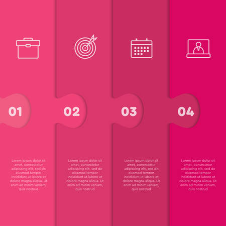 Four pieces puzzle column diagram. Columns business presentation infographic. 4 steps, parts, pieces of process diagram. Section compare banner. Jigsaw puzzle info graphic. Marketing strategy.のイラスト素材