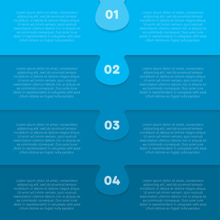 Four pieces puzzle column diagram. Columns business presentation infographic. 4 steps, parts, pieces of process diagram. Section compare banner. Jigsaw puzzle info graphic. Marketing strategy.のイラスト素材
