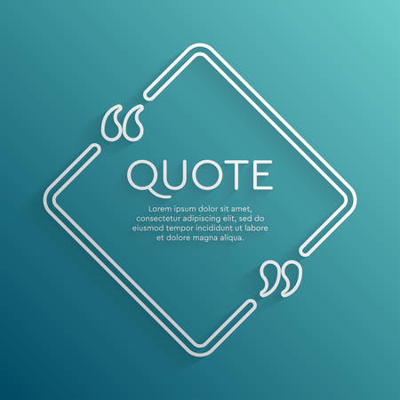 Vector template blank square quote. Speech box with bracket. Empty frame for messages. Business card template information text message. Quote text form. Background for motivation inspiration.のイラスト素材
