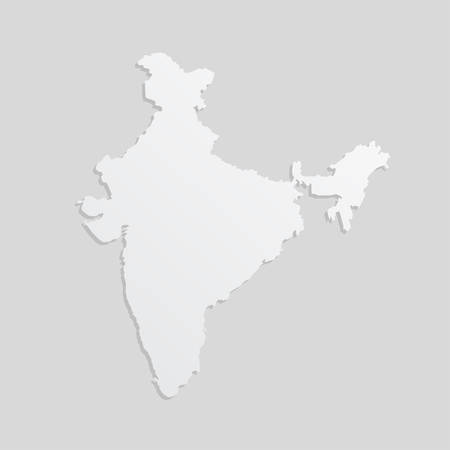 Detailed vector India country border map isolated on background. Flat state template travel trip pattern, report, infographic, backdrop. Asia nation business silhouette sign concept.のイラスト素材