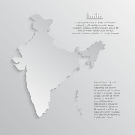 Detailed vector India country border map isolated on background. Flat state template travel trip pattern, report, infographic, backdrop. Asia nation business silhouette sign concept.のイラスト素材