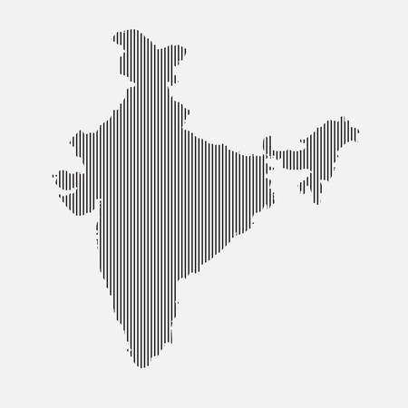 Creative vector India country map creative lines isolated on background. Flat state template for travel, trip, pattern, backdrop, celebration poster. National beautiful parallel lines sign concept.のイラスト素材