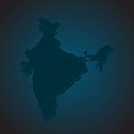 Detailed vector India country outline border map isolated on background. Divided on state, region, area, province, territory, department for your report, infographic, backdrop, business concept.のイラスト素材