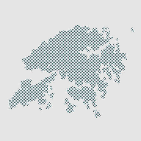 Creative vector Hong Kong country map made of dots, points isolated on background. Hong Kong template for your pattern, backdrop, poster. National technology modern sign concept.のイラスト素材