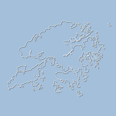 Vector Hong Kong region China border map isolated on background. Flat region template travel pattern, report, infographic, backdrop. Asia nation business silhouette sign concept.のイラスト素材
