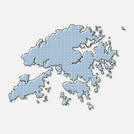 Creative vector Hong Kong country map made of dots, points isolated on background. Hong Kong template for your pattern, backdrop, poster. National technology modern sign concept.のイラスト素材