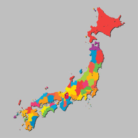 High detailed vector Japan islands country map with puzzle pieces isolated on background. Japanese state template education pattern, report, infographics. National business jigsaw sign conceptのイラスト素材