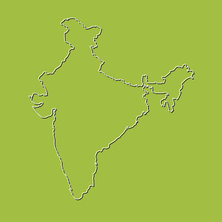 Detailed vector India country border map isolated on background. Flat state template travel trip pattern, report, infographic, backdrop. Asia nation business silhouette sign concept.のイラスト素材