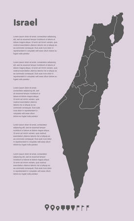 High detailed vector Israel country outline border map isolated on background. State template Near East trip pattern, report, infographic, backdrop. Asia nation business silhouette sign concept.のイラスト素材