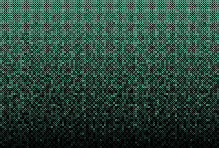 Green sequins, glitters, sparkles, paillettes, mosaic background template. Abstract luxury halftone vector creative backdrop. Glitter rounds with gradient trendy. Vibrant green shiny dots glitter texture.のイラスト素材