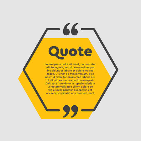 Vector background template for quote with bracket. Speech bubble with bracket. Empty frame for messages. Business card template information text message. Quote text form for motivation inspiration.のイラスト素材