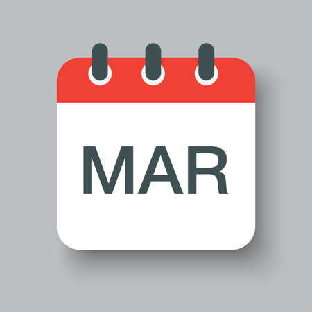 Vector icon calendar winter month - March. Sign of the year. Vector illustration.のイラスト素材