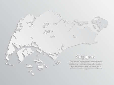 Detailed vector Singapore country border map isolated on background. East islands country template for pattern, report, infographic, banner. Asia nation business silhouette sign conceptのイラスト素材