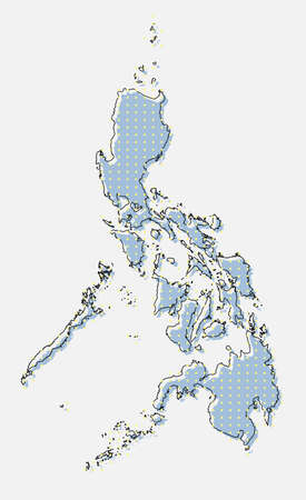 Detailed vector Philippines country outline border map isolated on background. Philippine islands template asian for pattern, report, infographic, banner. Asia nation business silhouette sign concept.のイラスト素材