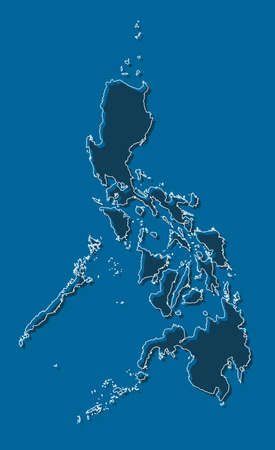 Detailed vector Philippines country outline border map isolated on background. Philippine islands template asian for pattern, report, infographic, banner. Asia nation business silhouette sign concept.のイラスト素材